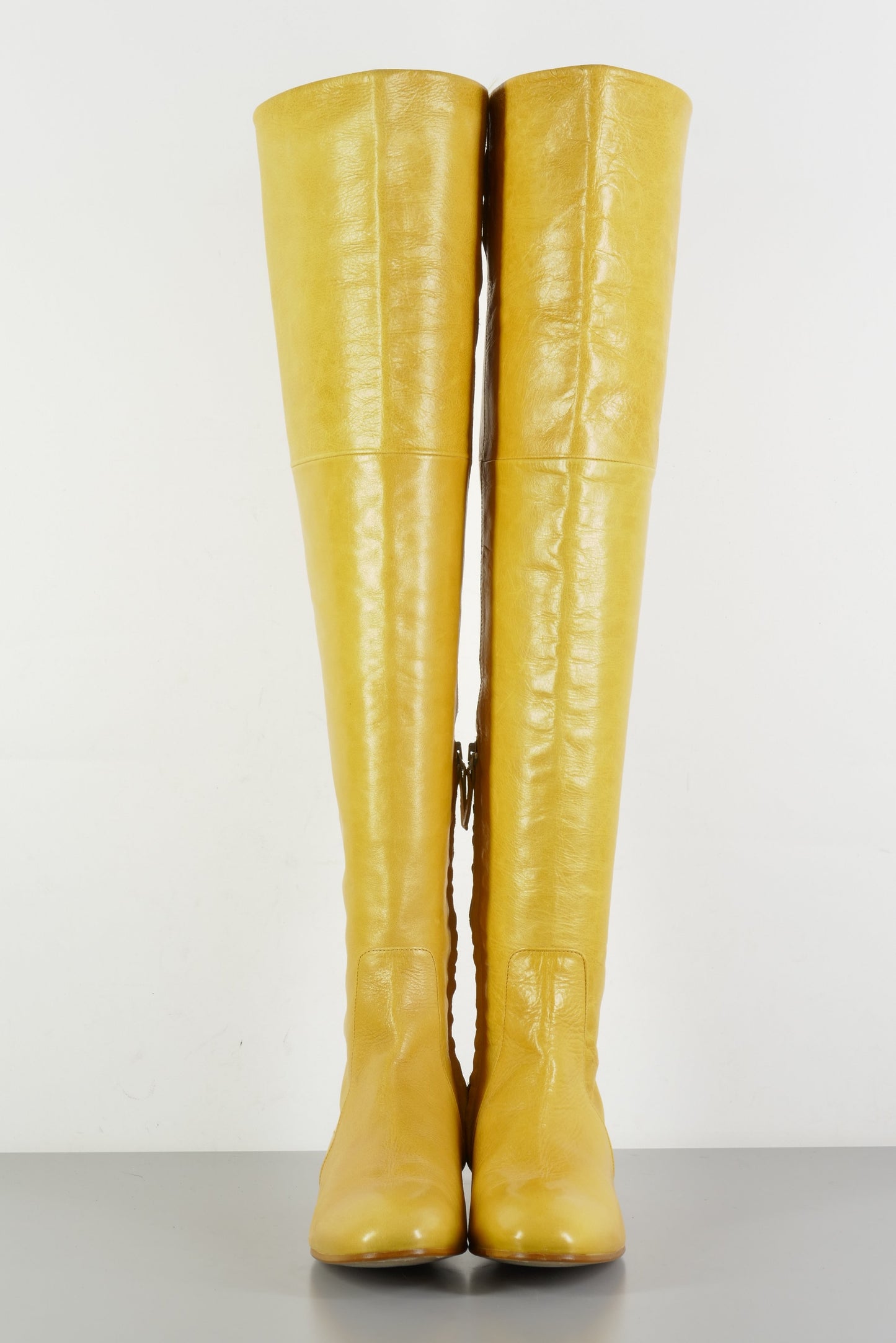 BUUTS Zara Overknees Leder senffarben 223060-4