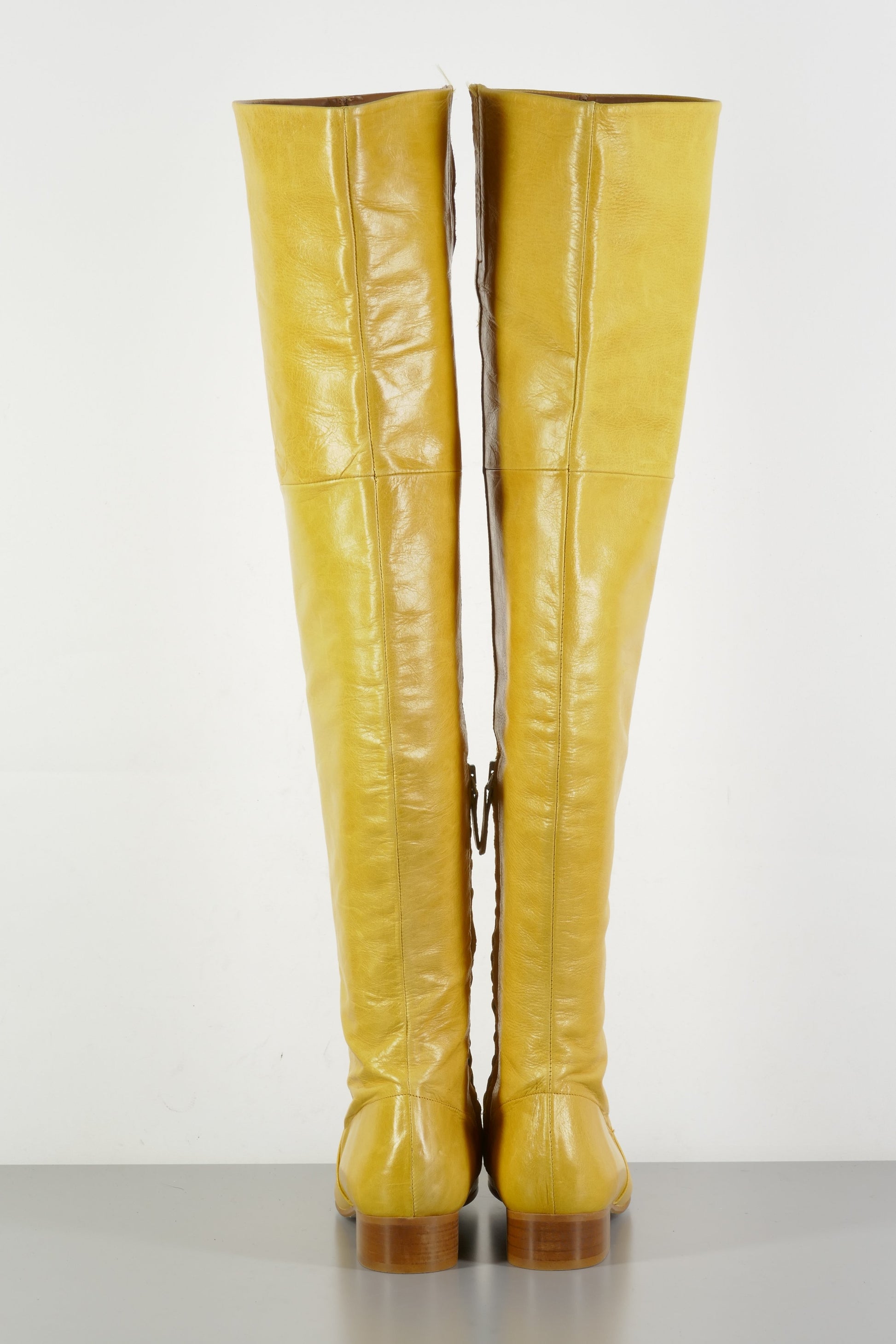 BUUTS Zara Overknees Leder senffarben 223060-5