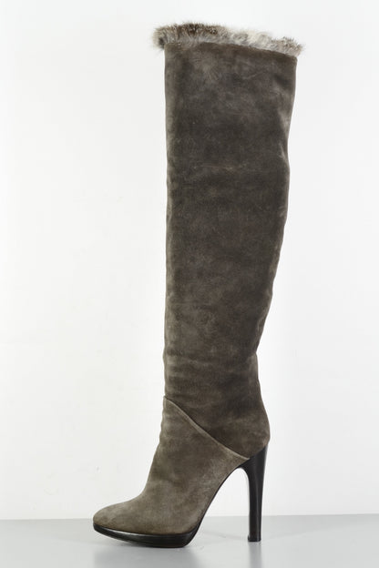 BUUTS Giuseppe Zanotti Hohe Stiefel Wildleder khaki 224014-1