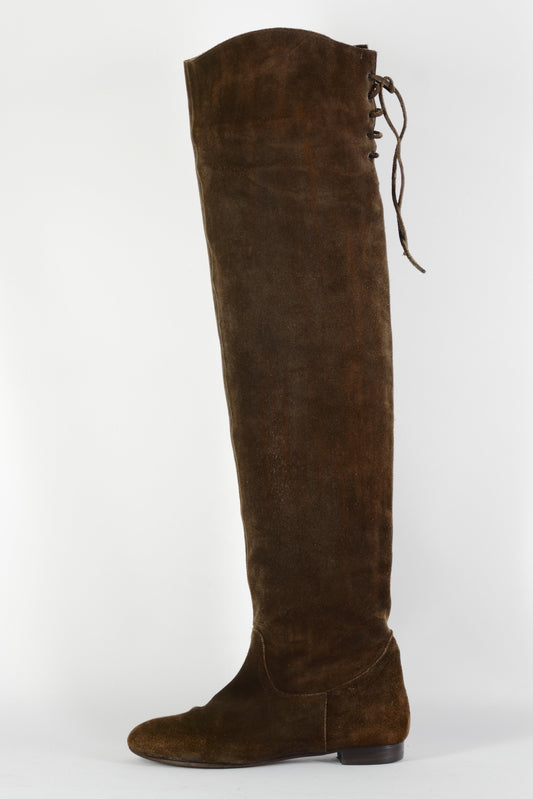 BUUTS Massimo Dutti Overknees Wildleder dunkelbraun 224044-1
