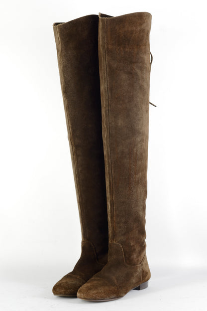 BUUTS Massimo Dutti Overknees Wildleder dunkelbraun 224044-2
