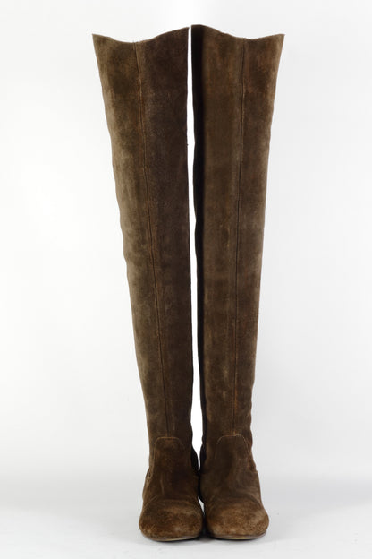 BUUTS Massimo Dutti Overknees Wildleder dunkelbraun 224044-4