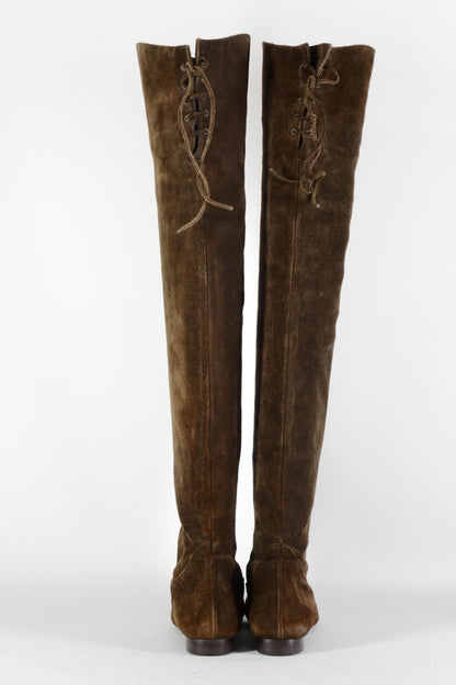 BUUTS Massimo Dutti Overknees Wildleder dunkelbraun 224044-5