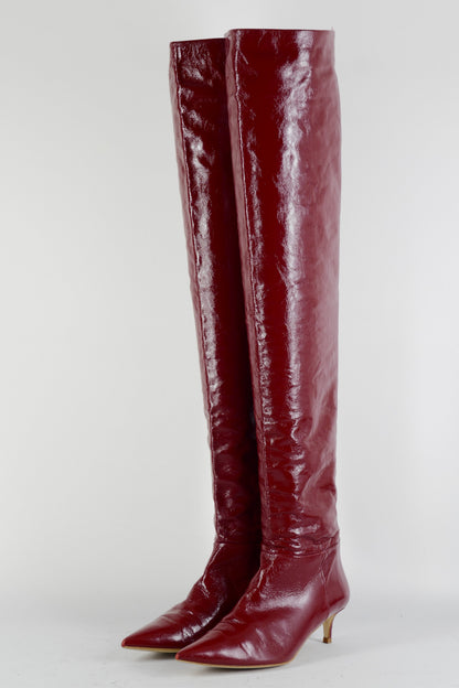 BUUTS Zara Overknees Leder bordeaux 224080-2