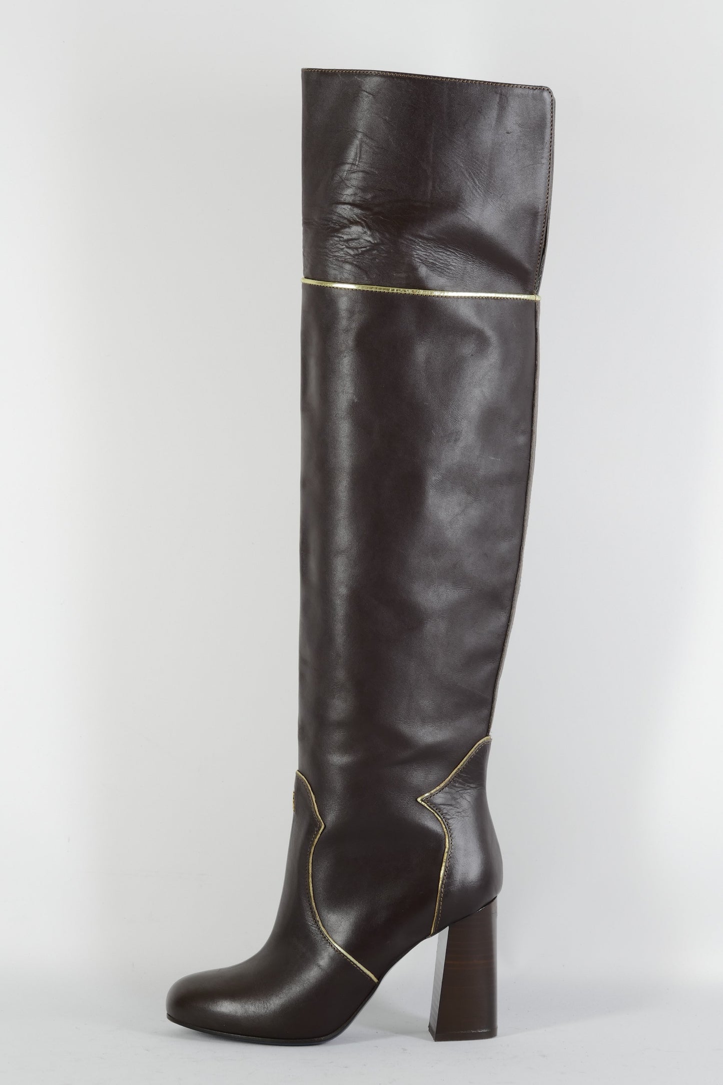 BUUTS Patrizia Pepe Overknees Leder dunkelbraun 224114-1