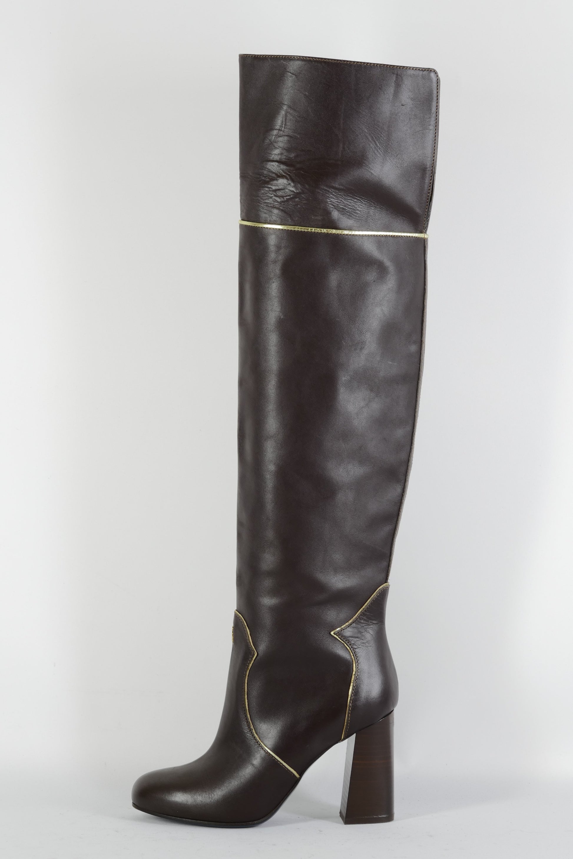 BUUTS Patrizia Pepe Overknees Leder dunkelbraun 224114-1