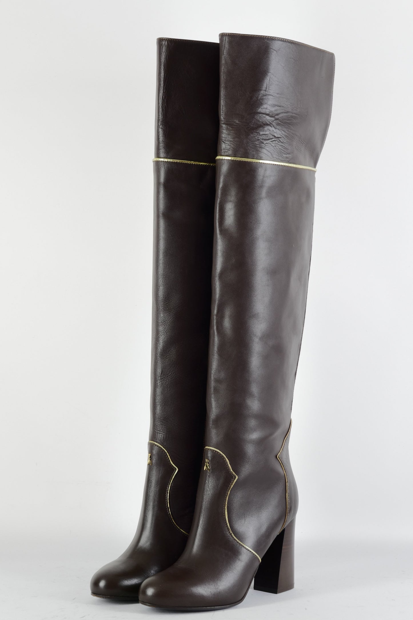BUUTS Patrizia Pepe Overknees Leder dunkelbraun 224114-2
