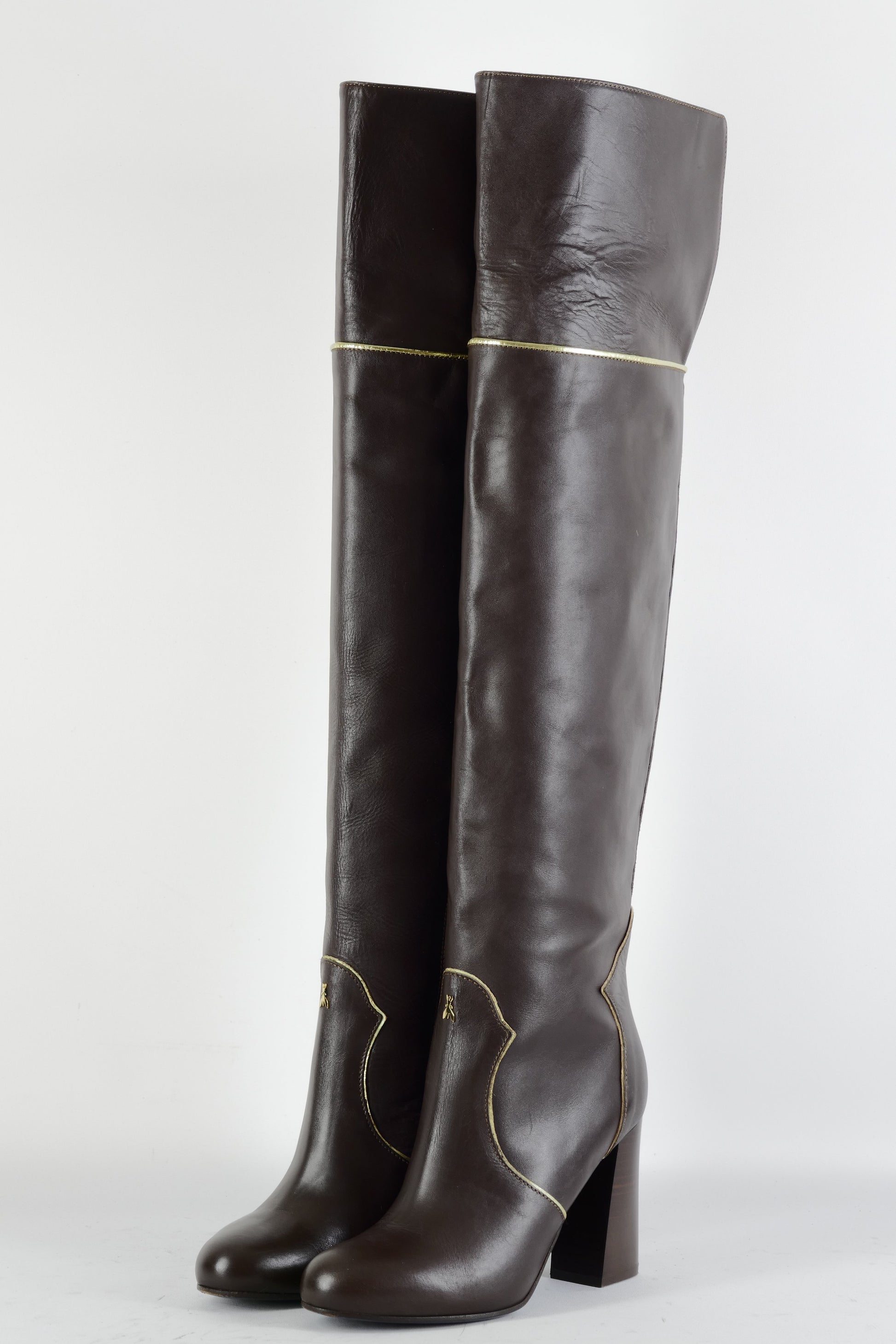 BUUTS Patrizia Pepe Overknees Leder dunkelbraun 224114-2