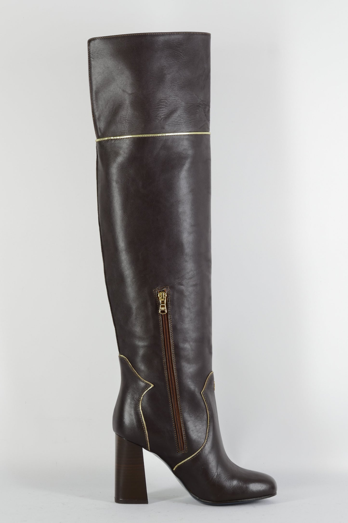 BUUTS Patrizia Pepe Overknees Leder dunkelbraun 224114-3