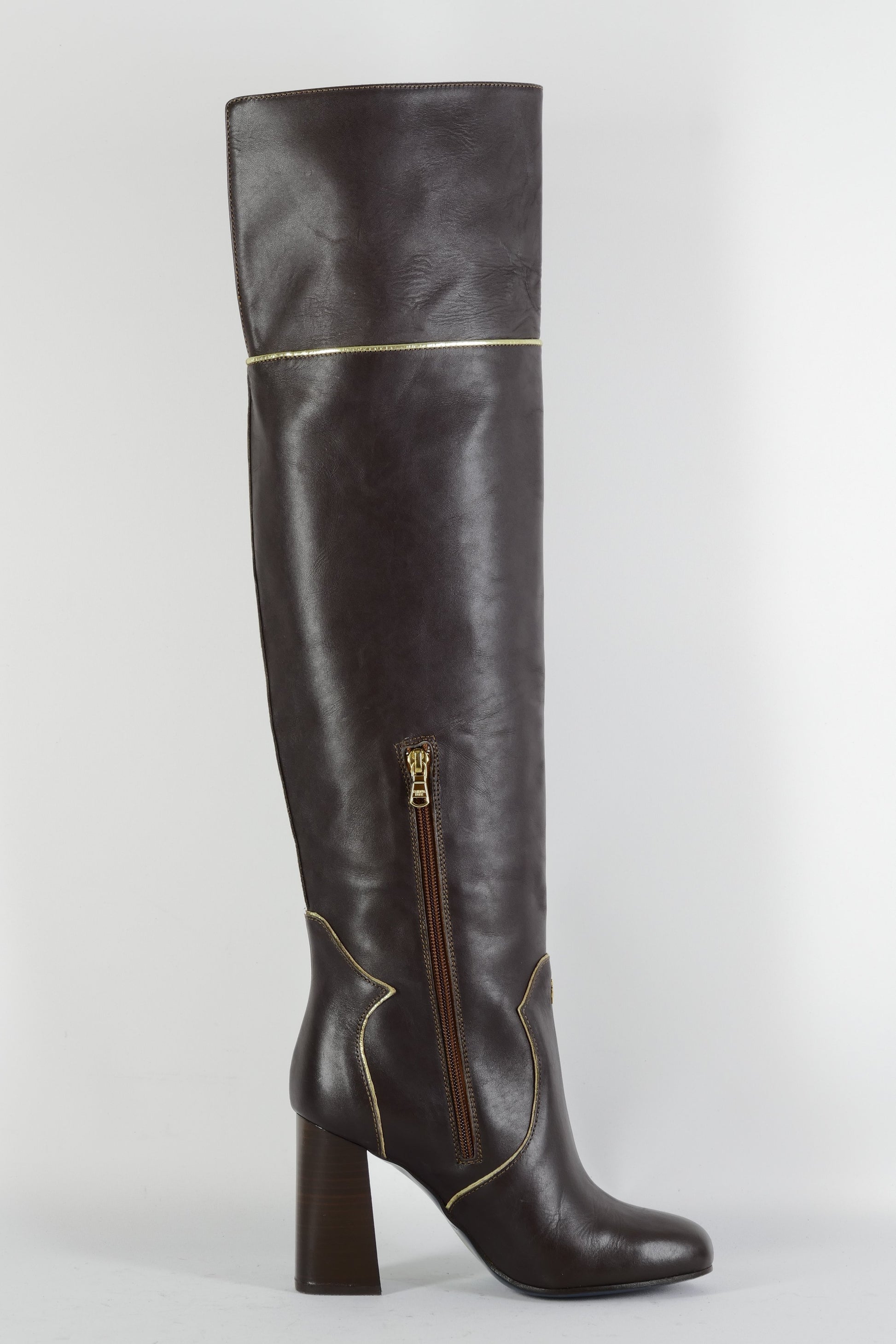 BUUTS Patrizia Pepe Overknees Leder dunkelbraun 224114-3