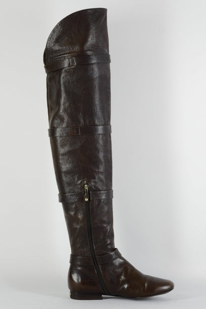 BUUTS Miezko Overknees Leder mittelbraun 224126-3