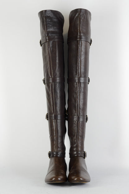 BUUTS Miezko Overknees Leder mittelbraun 224126-4