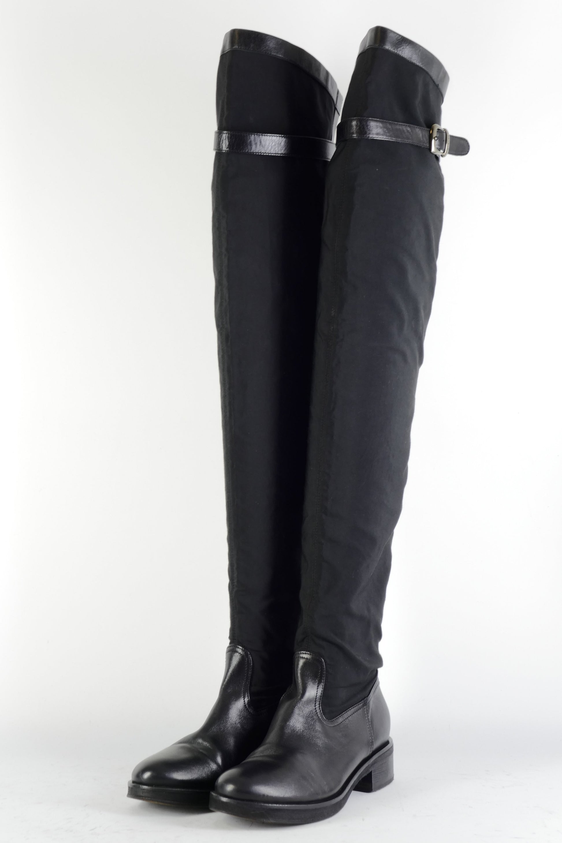 BUUTS Twinset Overknees Leder schwarz 225005-2