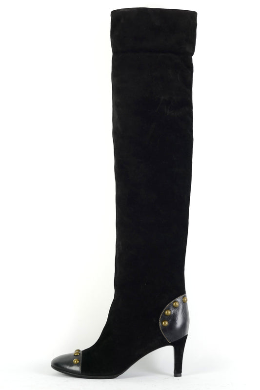 Overknees Wildleder schwarz