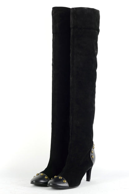 Overknees Wildleder schwarz