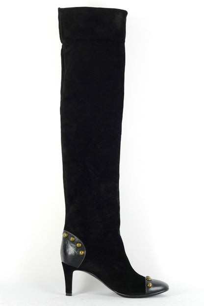 Overknees Wildleder schwarz