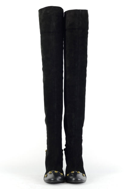 Overknees Wildleder schwarz