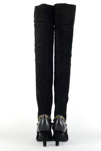 Overknees Wildleder schwarz
