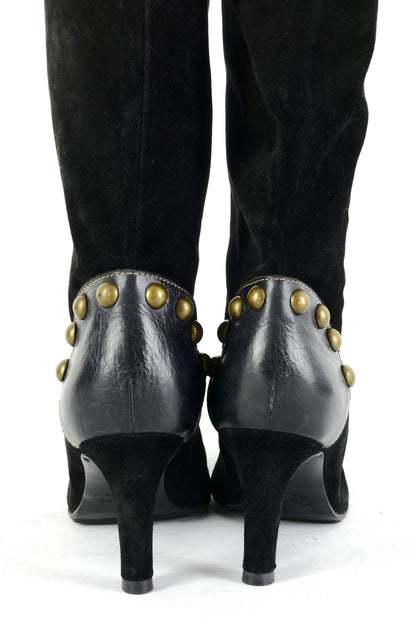 Overknees Wildleder schwarz