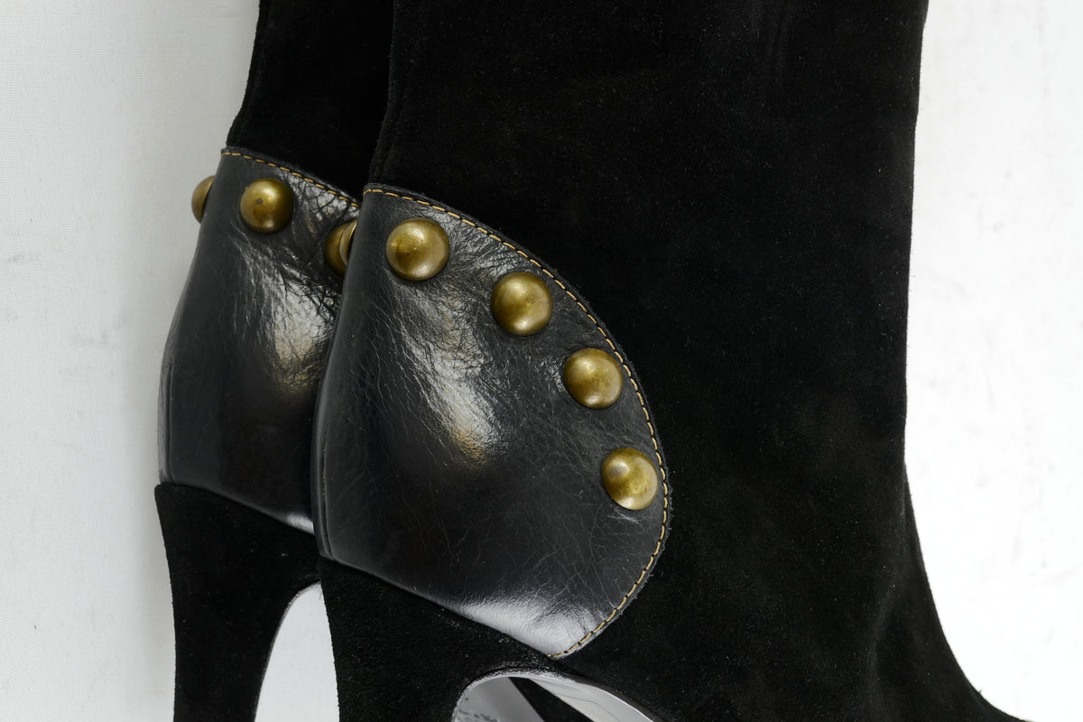 Overknees Wildleder schwarz