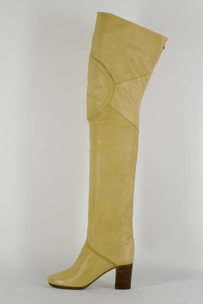 BUUTS Pollini Vintage-Stiefel Leder beige 225016-1