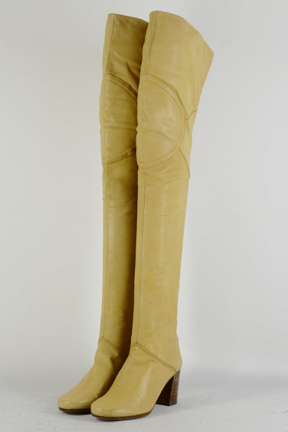 BUUTS Pollini Vintage-Stiefel Leder beige 225016-2