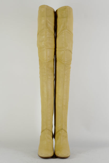 BUUTS Pollini Vintage-Stiefel Leder beige 225016-4