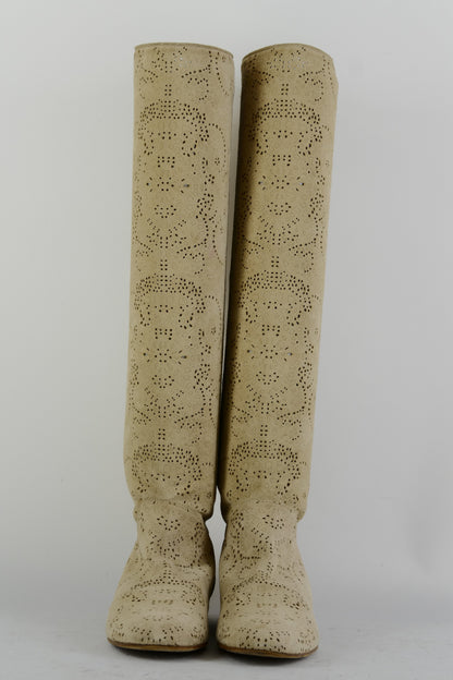 BUUTS Peter Flowers Hohe Stiefel Leder beige 225057-4