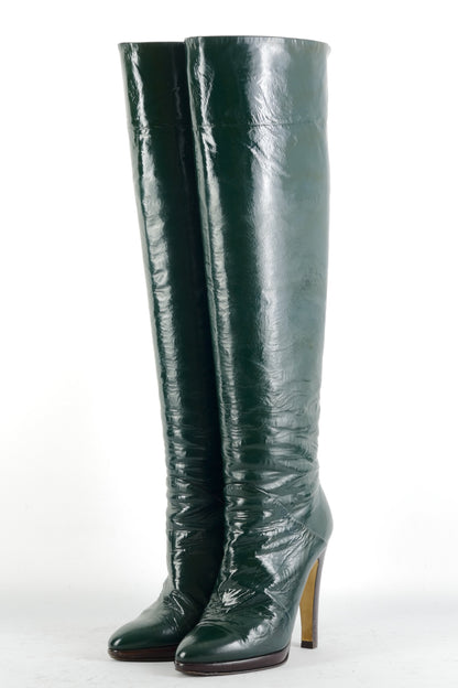 BUUTS Giuseppe Zanotti Hohe Stiefel Leder grün 225072-2