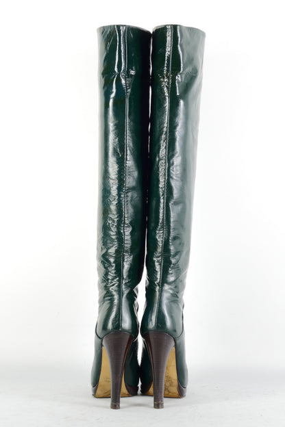 BUUTS Giuseppe Zanotti Hohe Stiefel Leder grün 225072-5