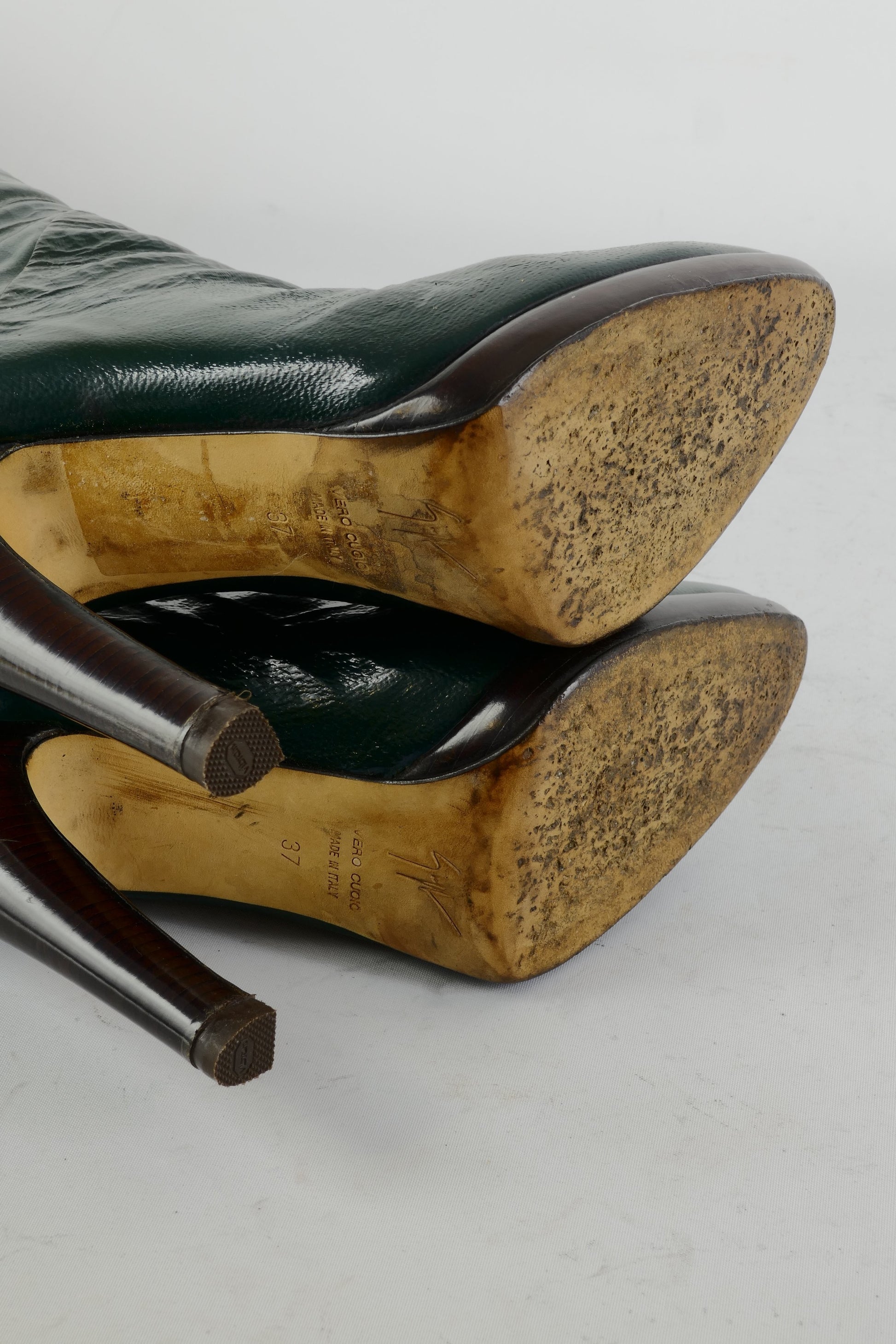 BUUTS Giuseppe Zanotti Hohe Stiefel Leder grün 225072-8