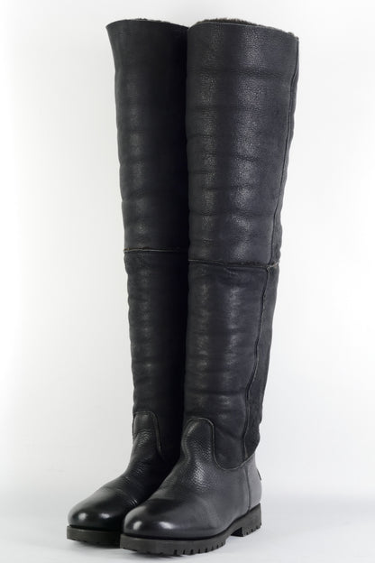 BUUTS Shabbies Overknees Leder schwarz 225115-2