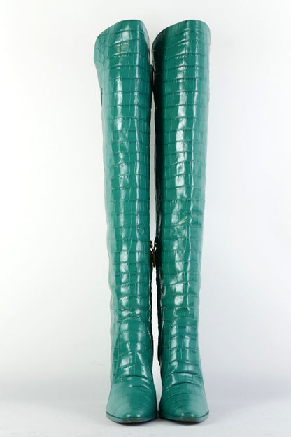 BUUTS Max Mara Overknees Leder grün 225124-4