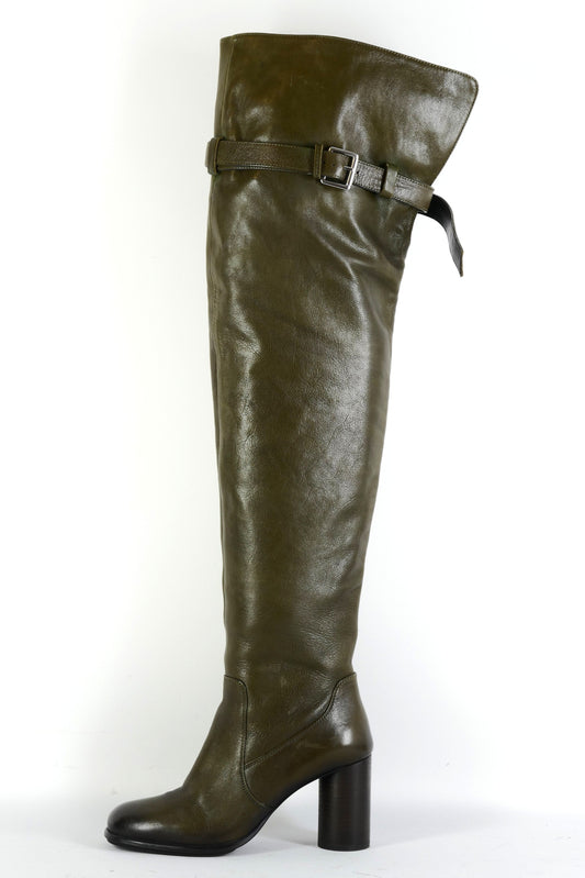 BUUTS Zara Overknees Leder oliv 225169-1