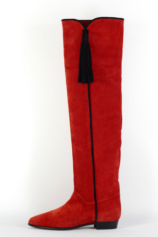 BUUTS Saint Laurent Vintage-Stiefel Wildleder rot 225176-1
