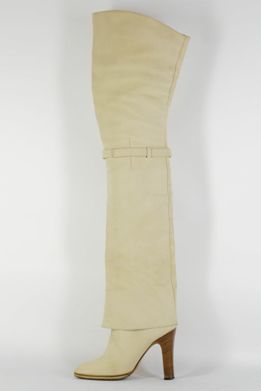 BUUTS unbekannt Vintage-Stiefel Wildleder creme 226026-1