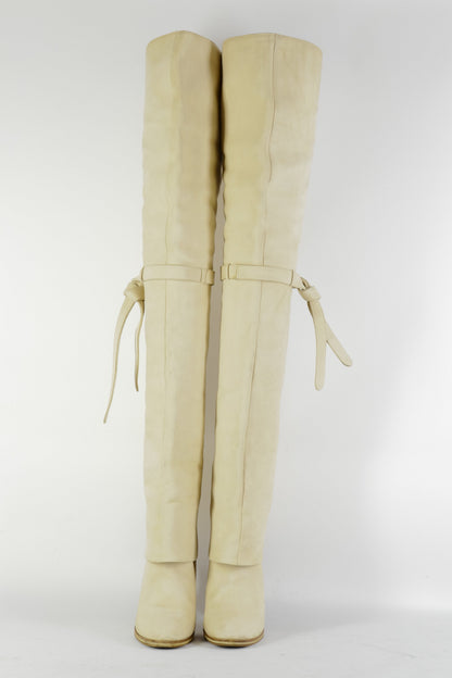 BUUTS unbekannt Vintage-Stiefel Wildleder creme 226026-4