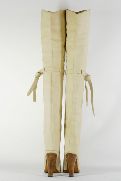 BUUTS unbekannt Vintage-Stiefel Wildleder creme 226026-5