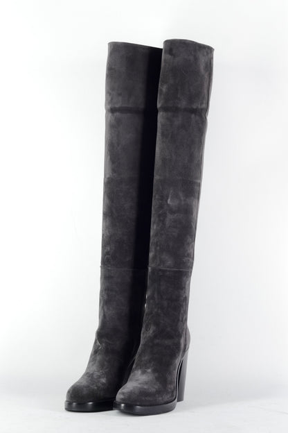 BUUTS Costume National Hohe Stiefel Wildleder anthrazit 226036-2