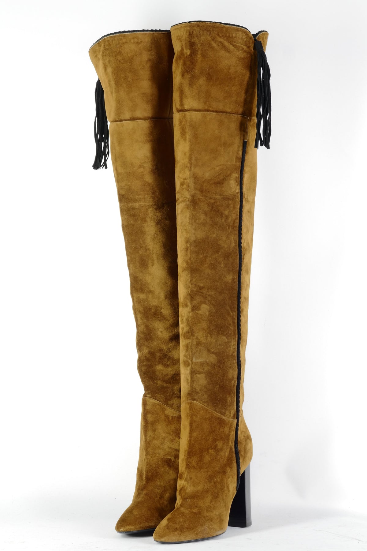 BUUTS Saint Laurent Overknees Wildleder braun-oliv 226051-2