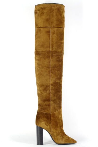 BUUTS Saint Laurent Overknees Wildleder braun-oliv 226051-3