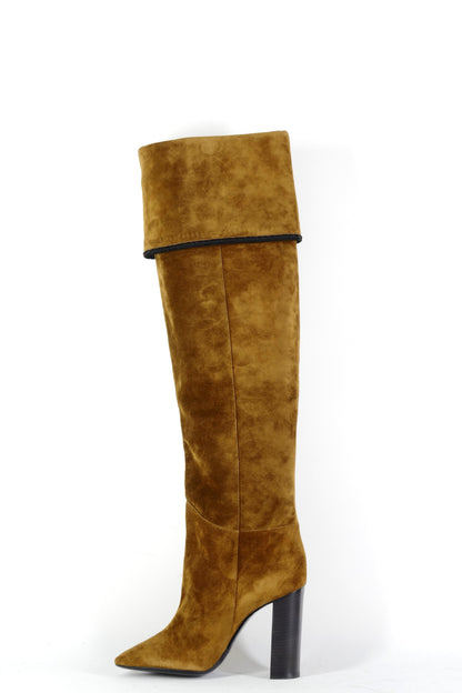 BUUTS Saint Laurent Overknees Wildleder braun-oliv 226051-4