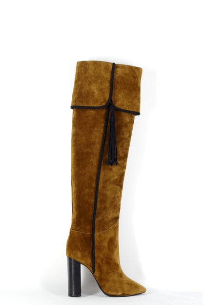 BUUTS Saint Laurent Overknees Wildleder braun-oliv 226051-5