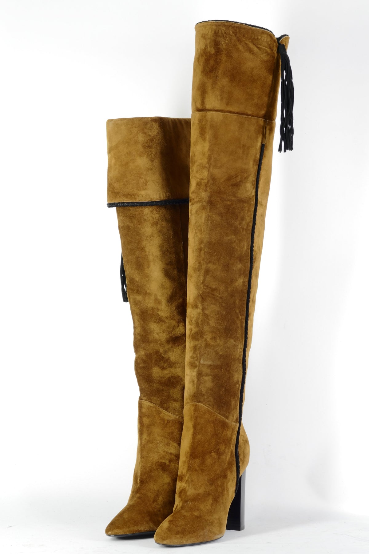 BUUTS Saint Laurent Overknees Wildleder braun-oliv 226051-6