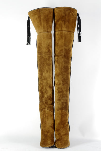BUUTS Saint Laurent Overknees Wildleder braun-oliv 226051-7