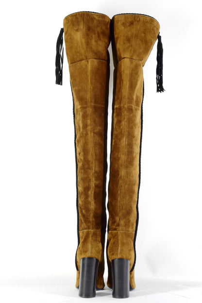 BUUTS Saint Laurent Overknees Wildleder braun-oliv 226051-8